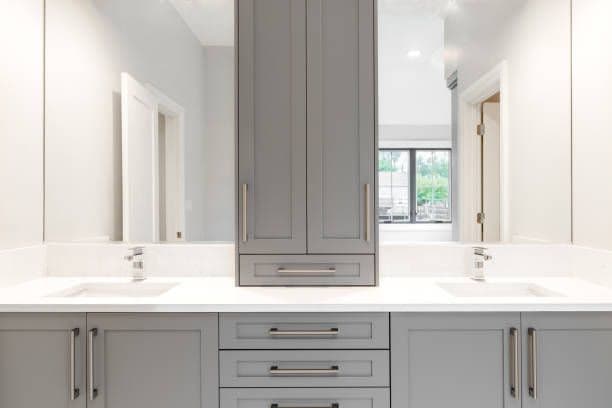 Grey Vanity in Bathroom
