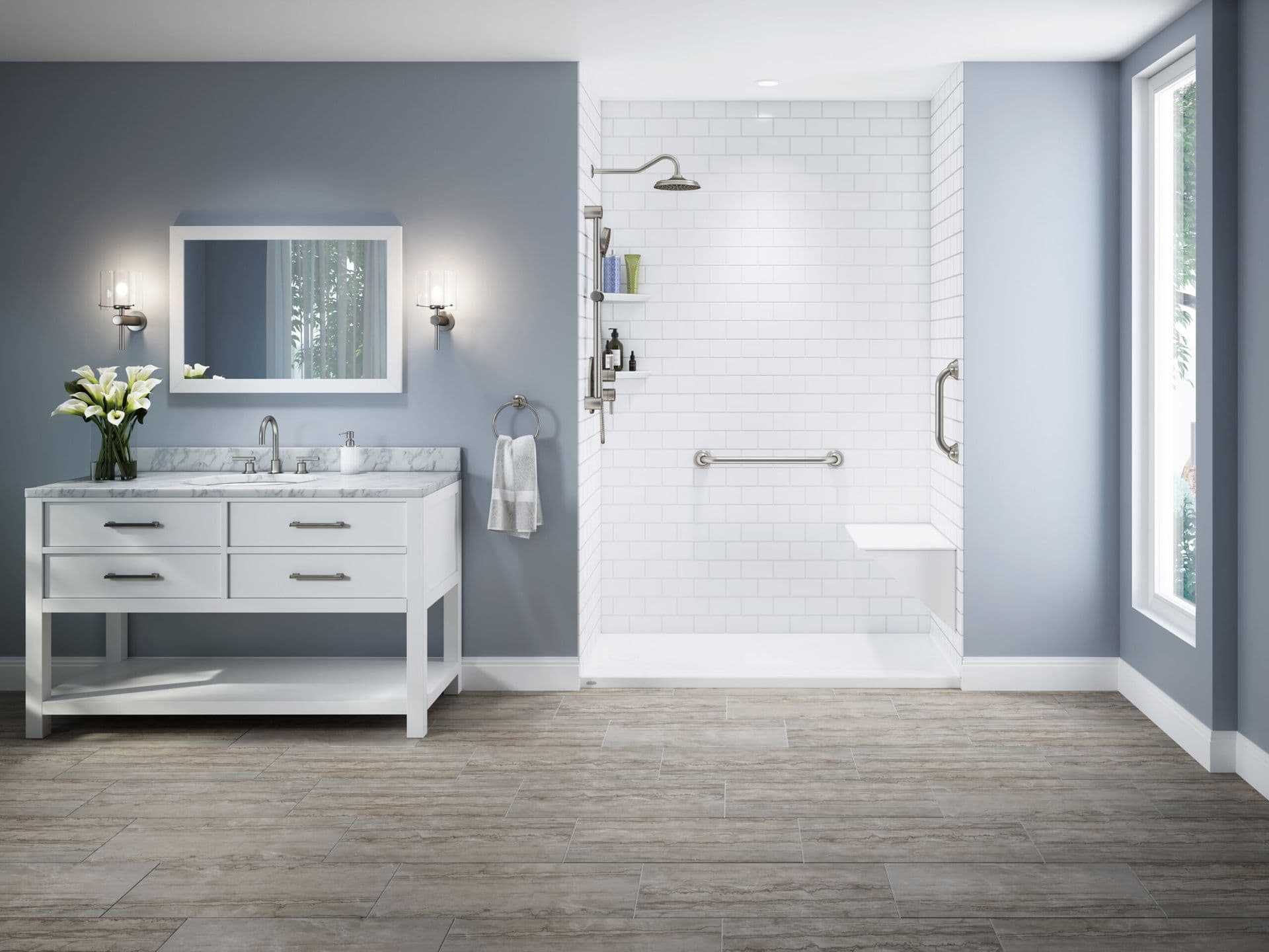 Shower with bench
